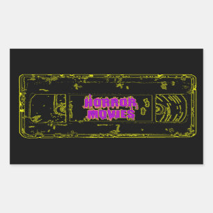 Horror Movies VHS-Yellow/Purple Rectangular Sticker