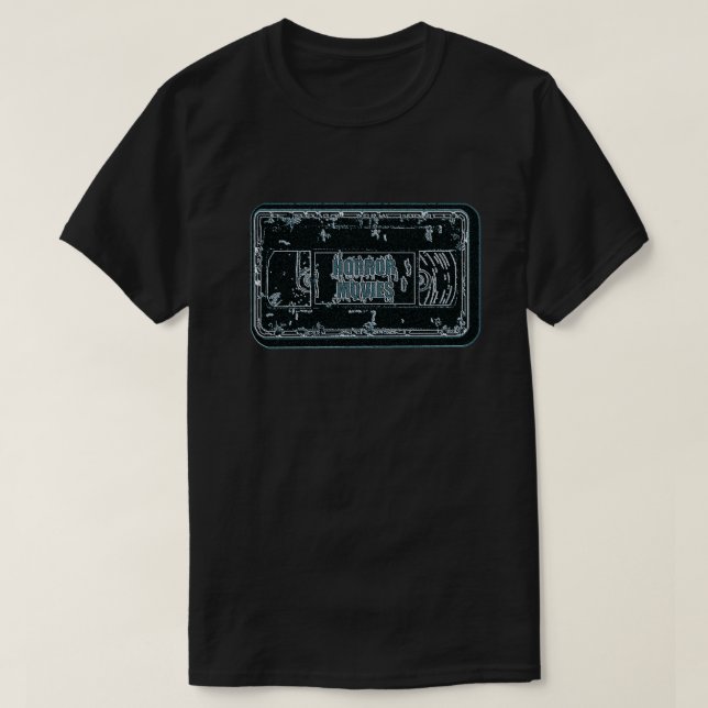 Horror Movies - Video Cassette Blue Grey T-Shirt (Design Front)