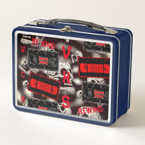 Horror Movies Video Cassette Collage Metal Lunch Box