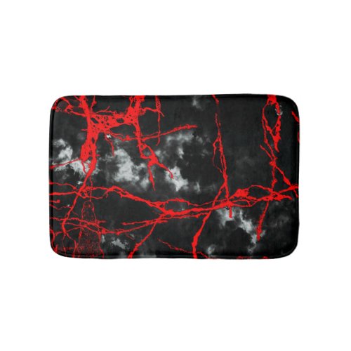 Horror Night Goth _ Black and WhiteRed Bath Mat