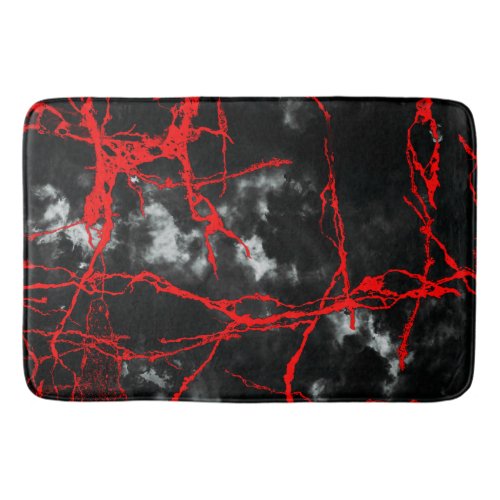 Horror Night Goth _ Black and WhiteRed Bath Mat