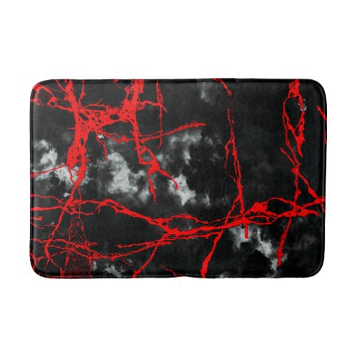 Horror Night Goth _ Black and WhiteRed Bath Mat