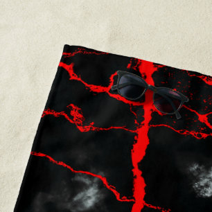 Horror Night Goth - Black and White,Red Beach Towel