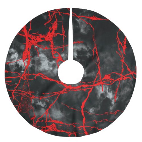 Horror Night Goth _ Black and WhiteRed Brushed Polyester Tree Skirt