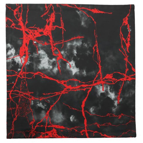 Horror Night Goth _ Black and WhiteRed Cloth Napkin