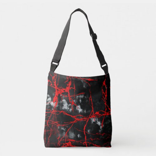 Horror Night Goth _ Black and WhiteRed Crossbody Bag