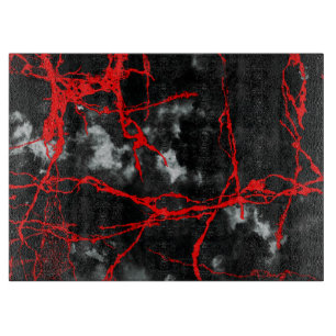 Horror Night Goth - Black and White,Red Cutting Board