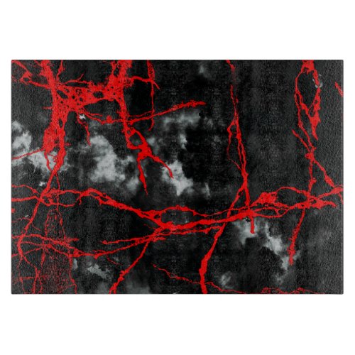 Horror Night Goth _ Black and WhiteRed Cutting Board