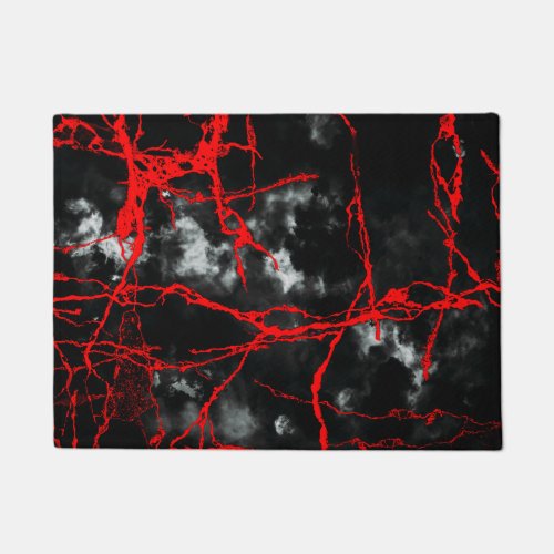 Horror Night Goth _ Black and WhiteRed Doormat