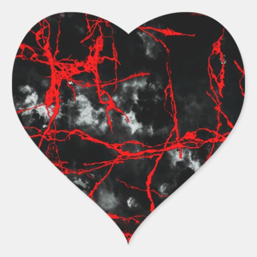 Horror Night Goth _ Black and WhiteRed Heart Sticker