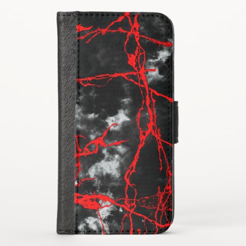 Horror Night Goth _ Black and WhiteRed iPhone X Wallet Case