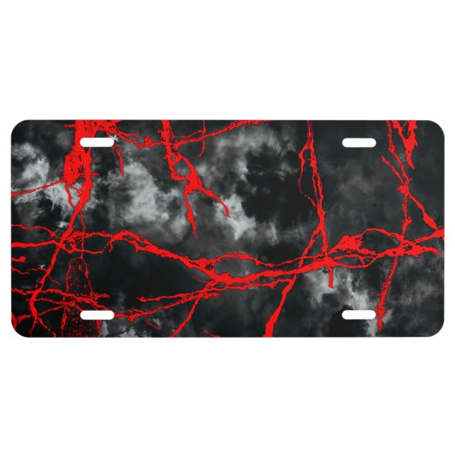 Horror Night Goth - Black and White,Red License Plate (Front)