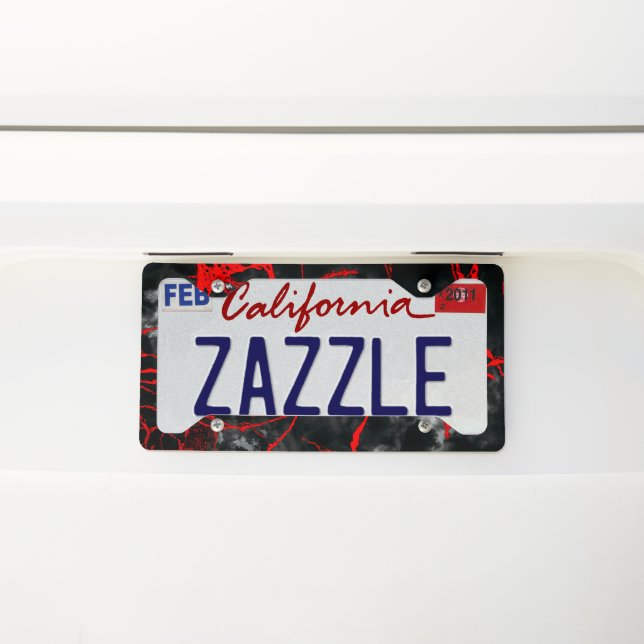 Horror Night Goth - Black and White,Red License Plate Frame (On Car)