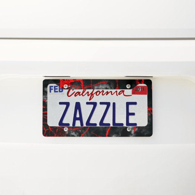 Horror Night Goth - Black and White,Red License Plate Frame (On Car)