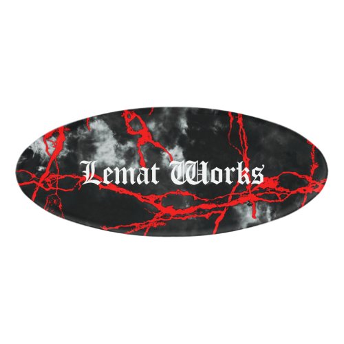 Horror Night Goth _ Black and WhiteRed Name Tag