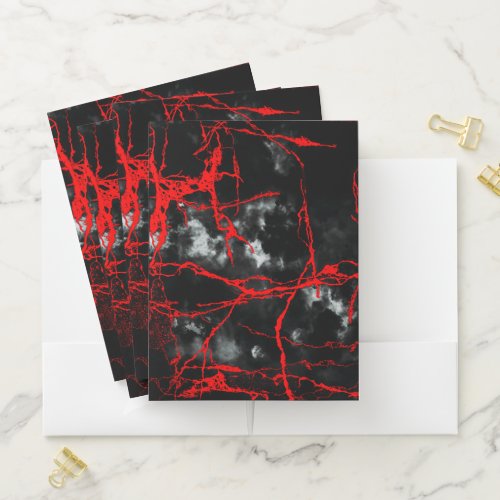 Horror Night Goth _ Black and WhiteRed Pocket Folder