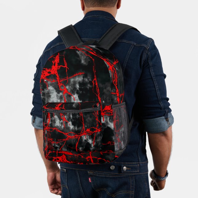 Horror Night Goth - Black and White,Red Printed Backpack (Insitu (Model))