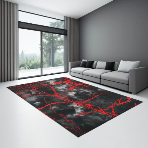 Horror Night Goth _ Black and WhiteRed Rug