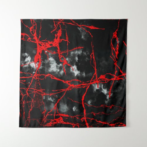 Horror Night Goth _ Black and WhiteRed Tapestry