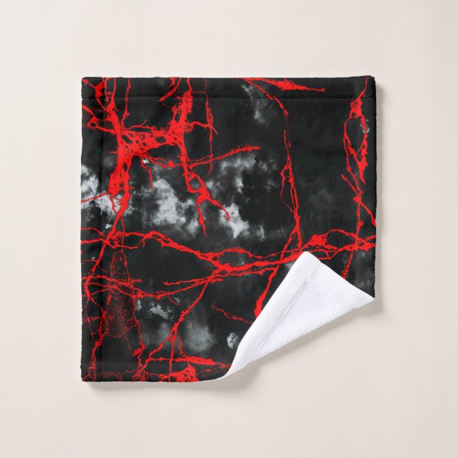 Horror Night Goth - Black and White,Red Wash Cloth (Wash Cloth)