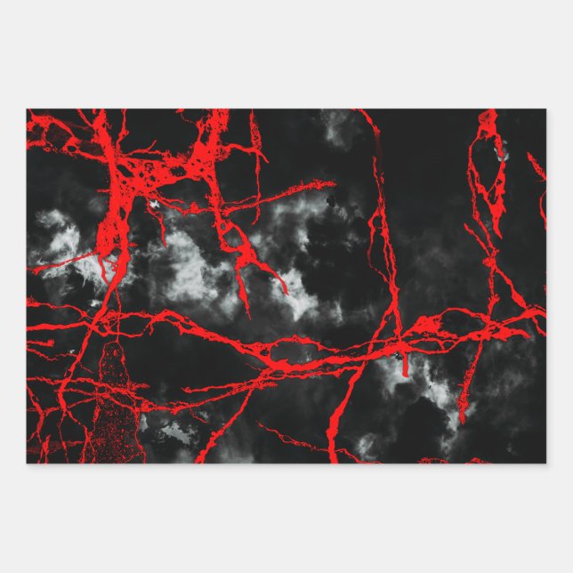 Horror Night Goth - Black and White,Red Wrapping Paper Sheets (Front)