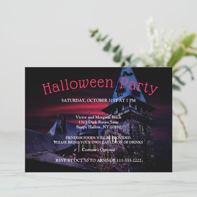 Horror Night Halloween Party Invitation (Standing Front)