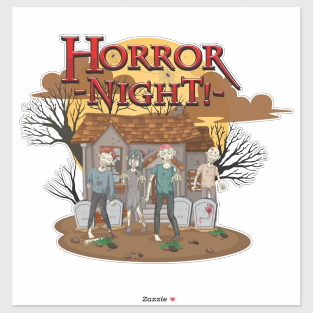 Horror Night Zombies  Sticker (Sheet)