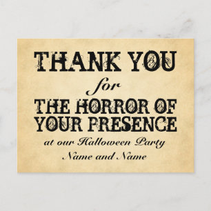 Horror of Your Presence. Halloween Party Favor Postcard