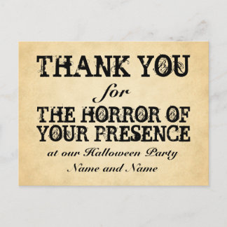 Horror of Your Presence. Halloween Party Favor Postcard