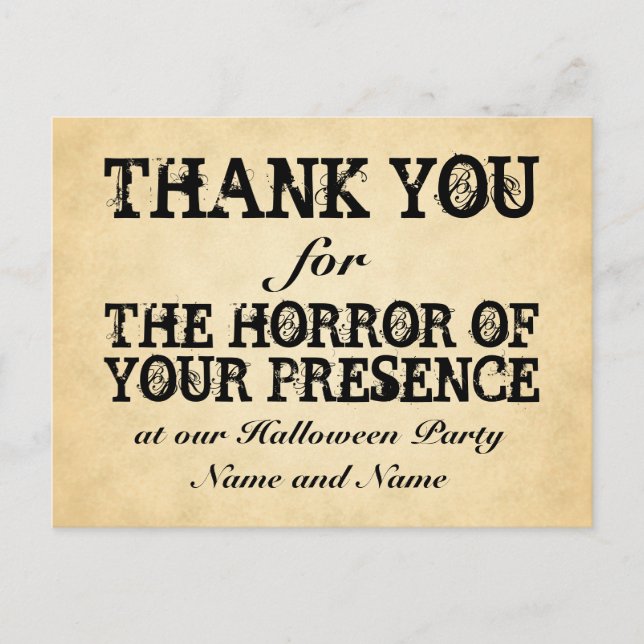Horror of Your Presence. Halloween Party Favor Postcard (Front)