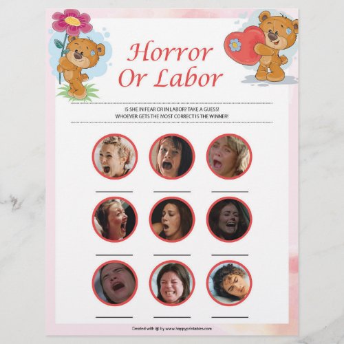 Horror Or Labor Teddy Bears Letterhead