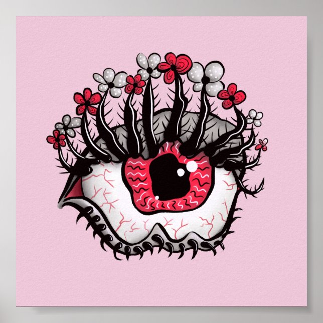Horror Pastel Goth Eye Macaber Pink Creepy Poster (Front)