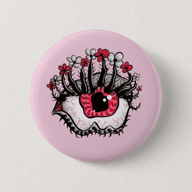 Horror Pastel Goth Eye Macabre Pink Creepy Button (Front)