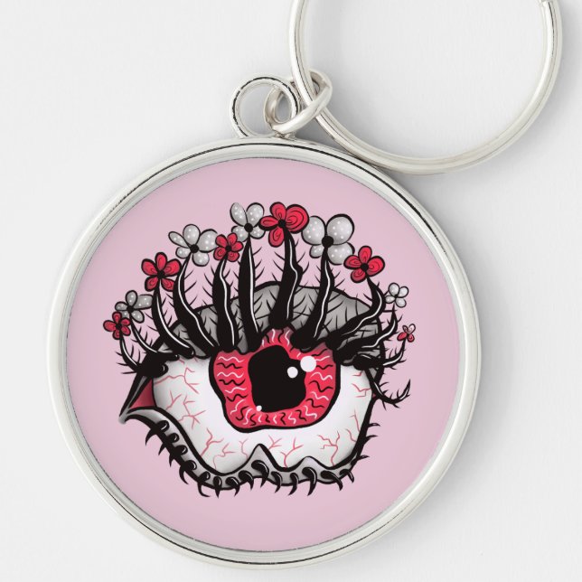 Horror Pastel Goth Eye Macabre Pink Creepy Keychain (Front)