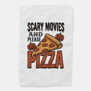 Horror Pizza Shirt for Scary Movie Night Fans_1 Garden Flag