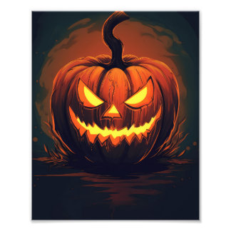 Horror Pumpkin Halloween Photo Print