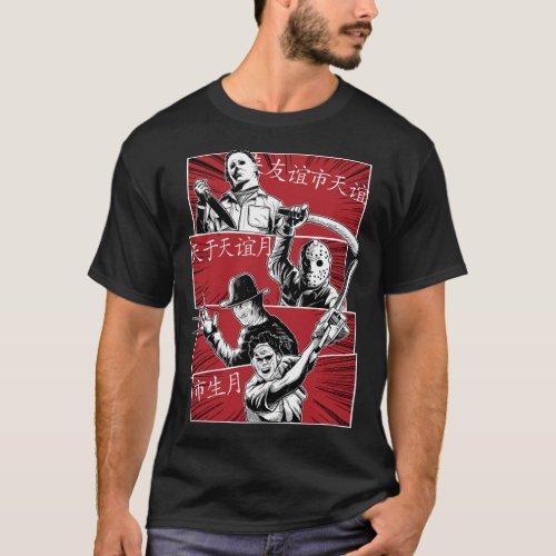 Horror Red Slasher Killer Comic Illustration T_Shirt