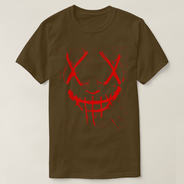 Horror scary mask Halloween Party with purge Scary T-Shirt (Design Front)