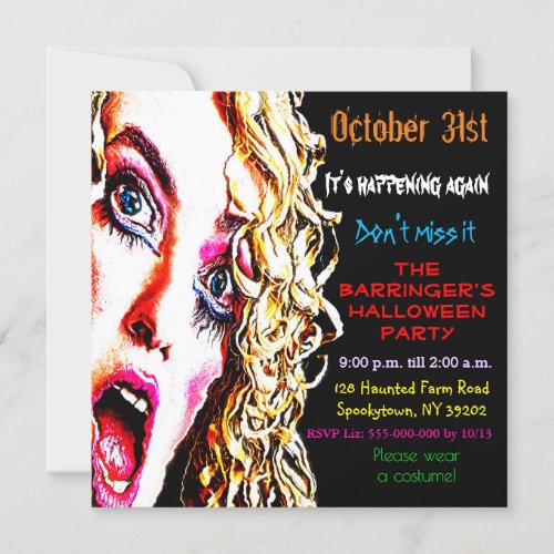 Horror Scary Unique Freaky Halloween Invite