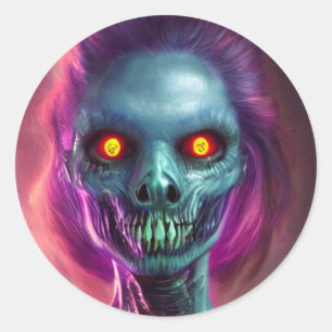 Horror scary Woman Classic Round Sticker