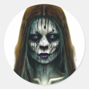Horror scary Woman Classic Round Sticker