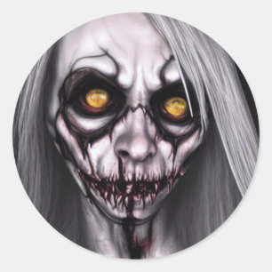 Horror scary Woman Classic Round Sticker