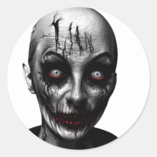 Horror scary Woman Classic Round Sticker