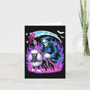 Horror Skeleton With Poodle Halloween Dog Lover Card