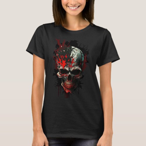 Horror Skull Nightmare Scary Terrifying Halloween T_Shirt