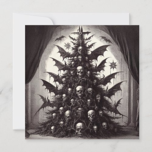 Horror Skulls Christmas Tree Goth Xmas Holiday Card