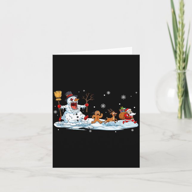 Horror Snowman Christmas Reindeer Gingerbread Sant Card (Front)