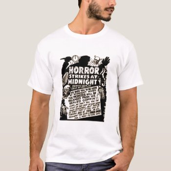 Horror Strikes At Midnight T-shirt by Vintage_Halloween at Zazzle