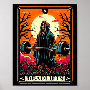 Horror Tarot Card Deadlifts The Death Gym Workout Poster