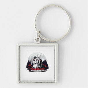 Horror Valentines Day Skeleton Couple Till Death D Keychain